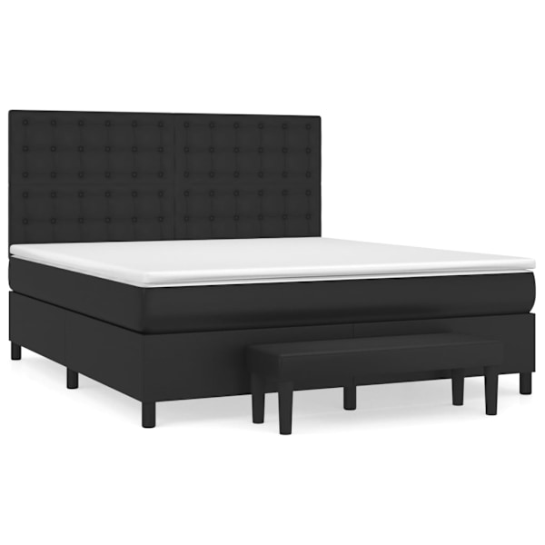 vidaXL Ramsäng med madrass svart 180x200 cm konstläder Svart