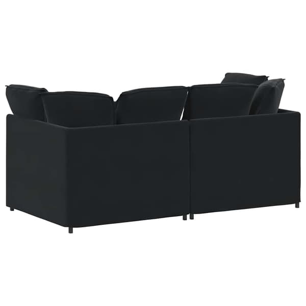 vidaXL Modulsoffa med kuddar sammet svart Svart