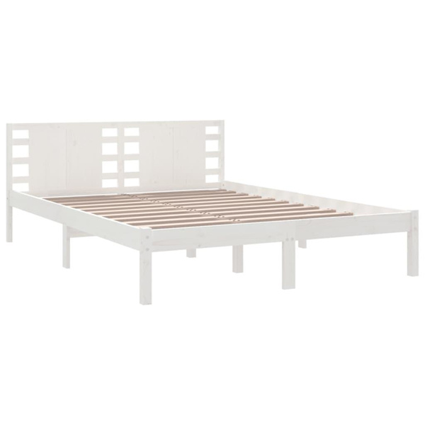 vidaXL Sängram vit massiv furu 120x200 cm Vit