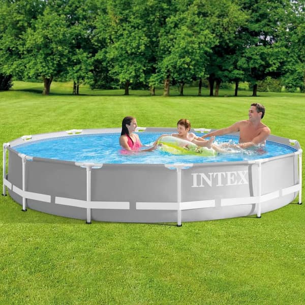 INTEX Pool med tillbehör Prism Frame Premium 366x76 cm Grå