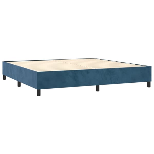 vidaXL Ramsäng med madrass mörkblå 200x200 cm sammet Blå