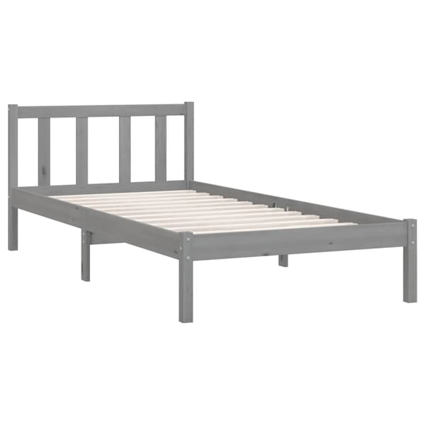 vidaXL Sängram grå massiv furu 90x200 cm grå