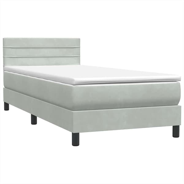vidaXL Ramsäng med madrass ljusgrå 90x210 cm sammet Grå