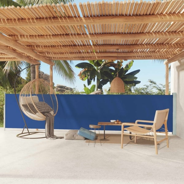 vidaXL Infällbar sidomarkis 117x600 cm blå Blå