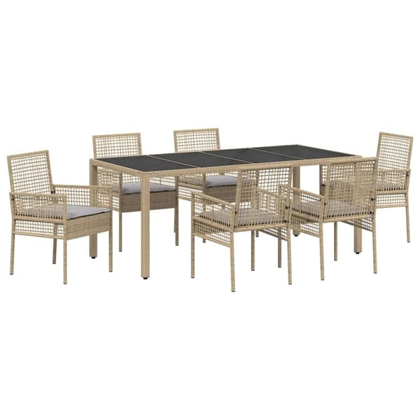 vidaXL Trädgårdsmöbelset 7 st Beige konstrotting Beige
