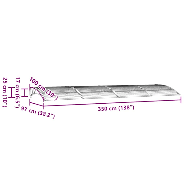 vidaXL Entrétak svart 350x100 cm polykarbonat Svart