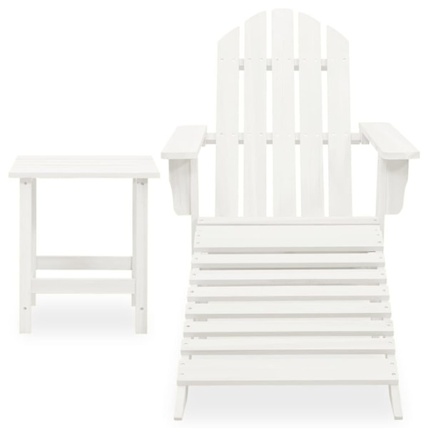 vidaXL Adirondackstol med fotpall och bord massivt granträ vit Vit