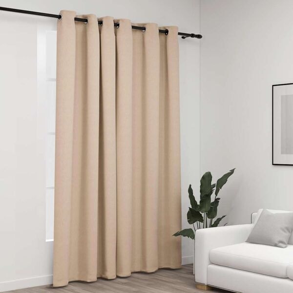 vidaXL Mörkläggningsgardin med öljetter linnelook beige 290x245cm Beige