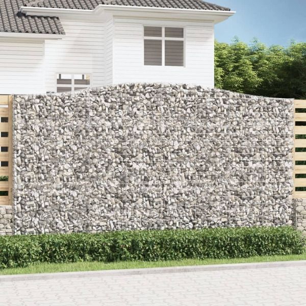 vidaXL Gabioner bågformade 3 st 400x50x220/240 cm galvaniserat järn Silver