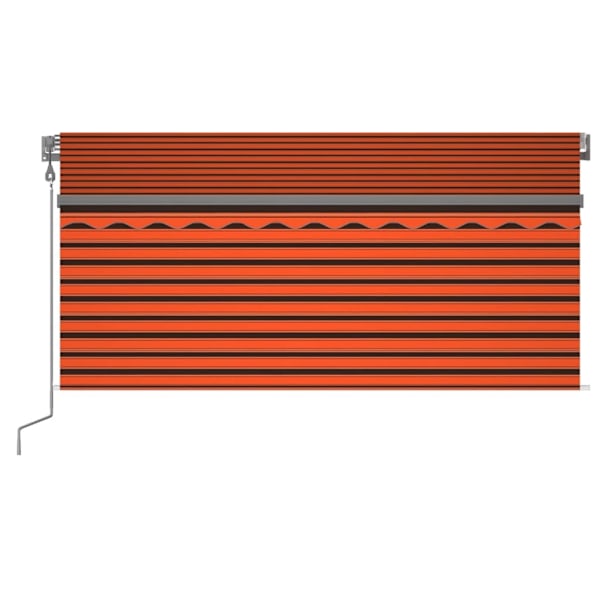 vidaXL Manuell infällbar markis med rullgardin LED 3x2,5m orange/brun Orange