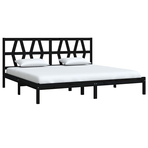 vidaXL Sängram svart massiv furu 200x200 cm Svart
