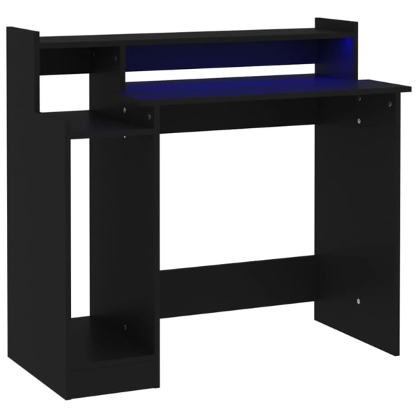 vidaXL Skrivbord med LED svart 97x45x90 cm konstruerat trä Svart