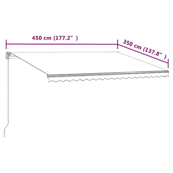 vidaXL Markis automatiskt infällbar 450x350 cm blå och vit Blå