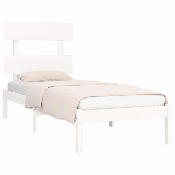 vidaXL Sängram vit massivt trä 90x200 cm Vit