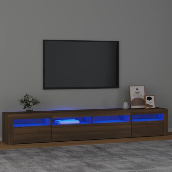 vidaXL Tv-bänk med LED-belysning brun ek 240x35x40 cm Brun