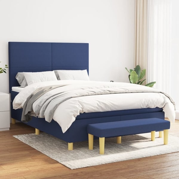 vidaXL Ramsäng med madrass blå 140x190 cm tyg Blå