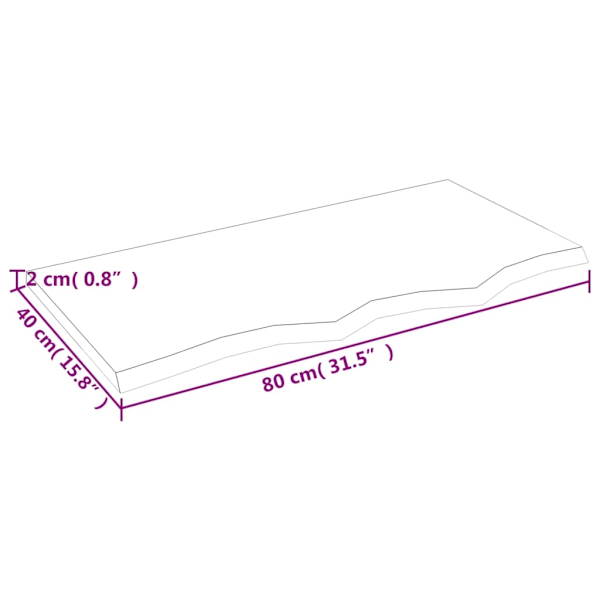 vidaXL Bordsskiva mörkbrun 80x40x2 cm behandlad massiv ek Brun