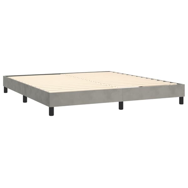 vidaXL Ramsäng med madrass ljusgrå 160x200 cm sammet Grå