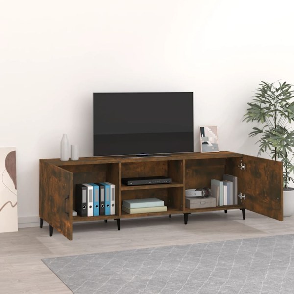 vidaXL Tv-bänk rökfärgad ek 150x30x50 cm konstruerat trä Brun