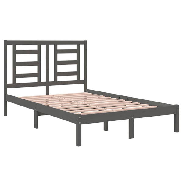 vidaXL Sängram grå massiv furu 120x200 cm Grå