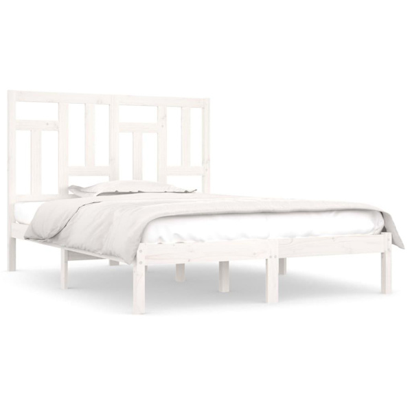 vidaXL Sängram vit massiv furu 120x200 cm Vit