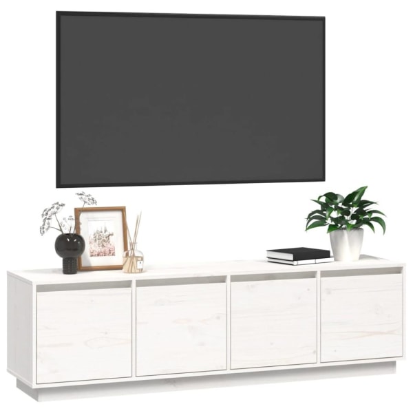 vidaXL Tv-bänk vit 156x37x45 cm massiv furu Vit