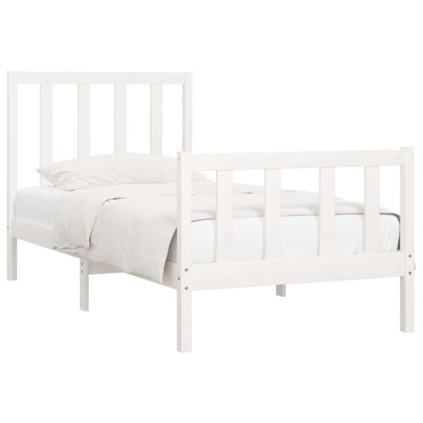vidaXL Sängram vit massivt trä 100x200 cm Vit