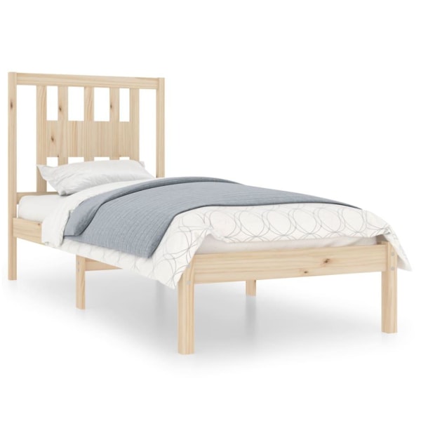 vidaXL Sängram massiv furu 90x200 cm Brun