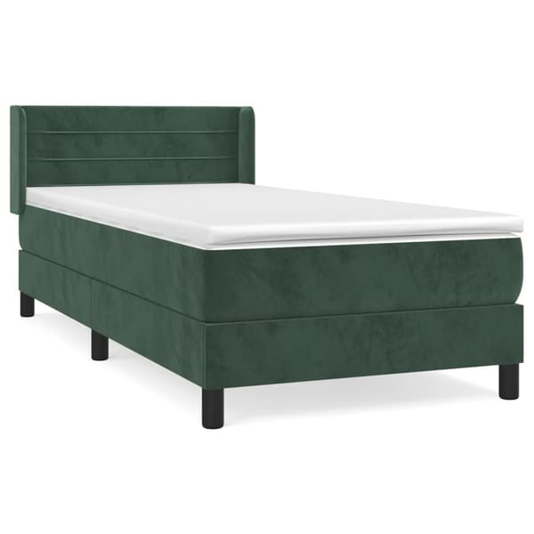 vidaXL Ramsäng med madrass mörkgrön 100x200 cm sammet Grön