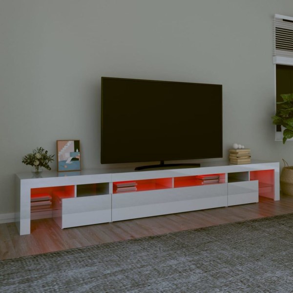 vidaXL Tv-bänk med LED-belysning vit högglans 260x36,5x40 cm Vit