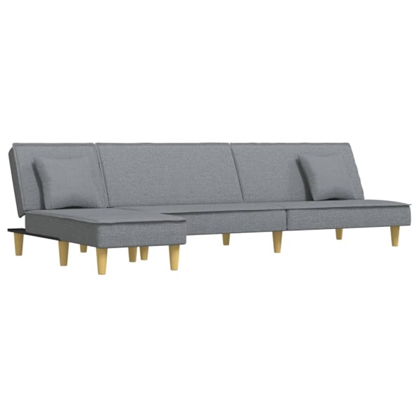 vidaXL L-formad bäddsoffa ljusgrå 255x140x70 cm tyg Grå