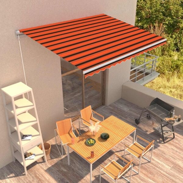 vidaXL Markis manuellt infällbar 400x300 cm orange och brun Orange