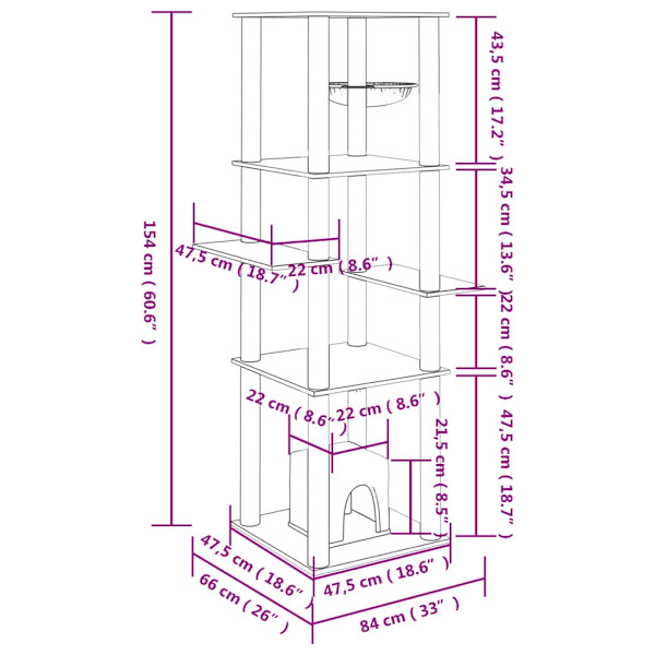 vidaXL Klösträd med sisalpelare mörkgrå 154 cm Grå