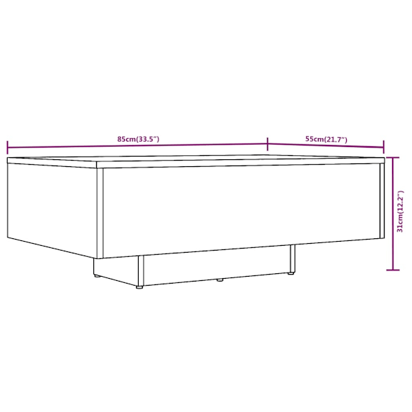vidaXL Soffbord brun ek 85x55x31 cm konstruerat trä Brun