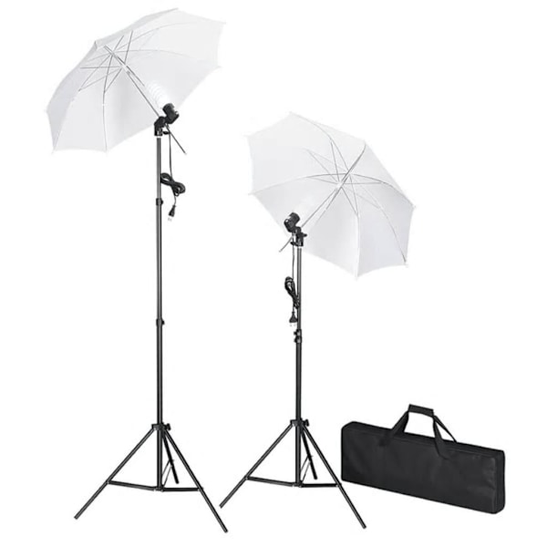 vidaXL Fotostudio med bakgrunder, lampor och paraplyer Svart