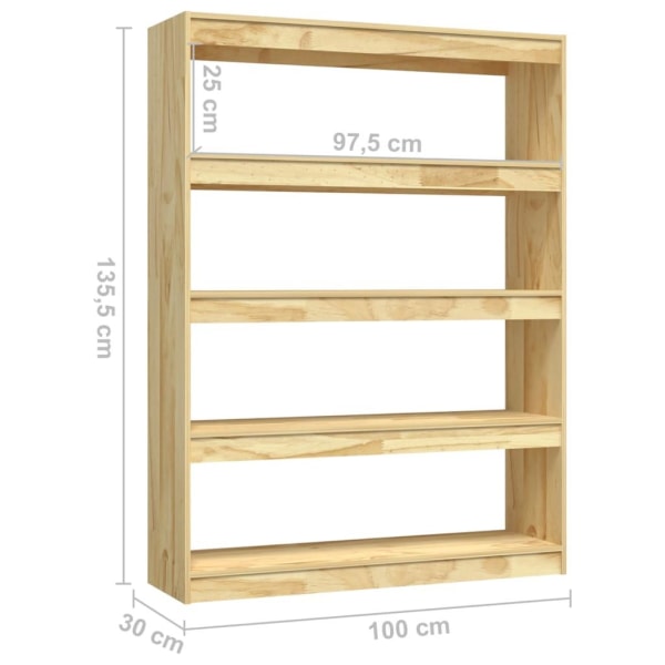 vidaXL Bokhylla/rumsavdelare 100x30x135,5 cm furu Brun