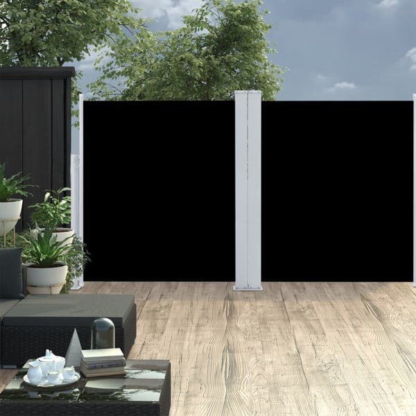 vidaXL Infällbar sidomarkis svart 140x600 cm Svart