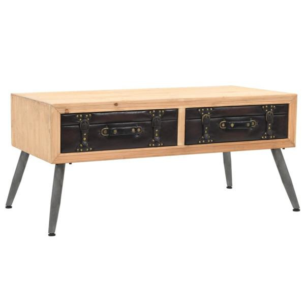 vidaXL Soffbord massivt granträ 115x55x50 cm Brun