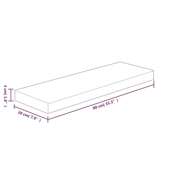 vidaXL Hyllplan 80x20x4 cm obehandlad massiv ek Brun