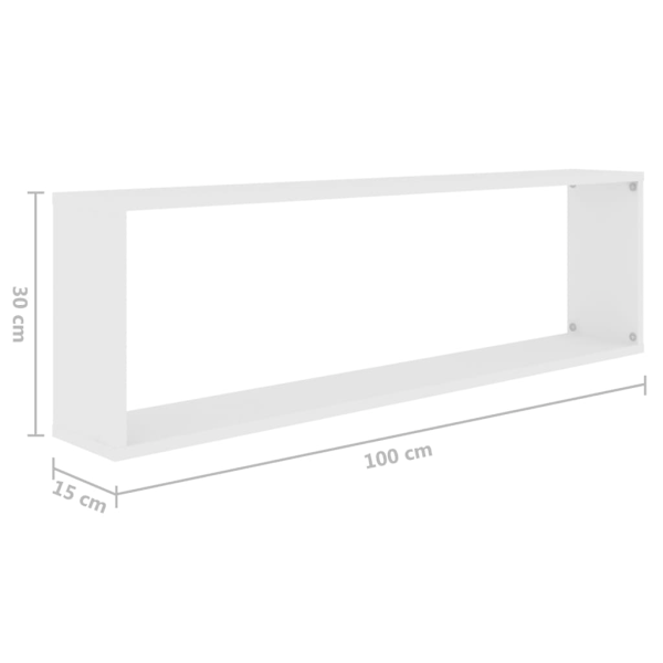 vidaXL Vägghylla kubformad 2 st vit 100x15x30 cm konstruerat trä Vit