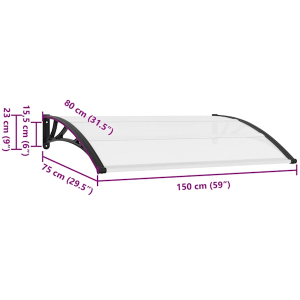 vidaXL Entrétak svart och transparent 150x75 cm PC Transparent