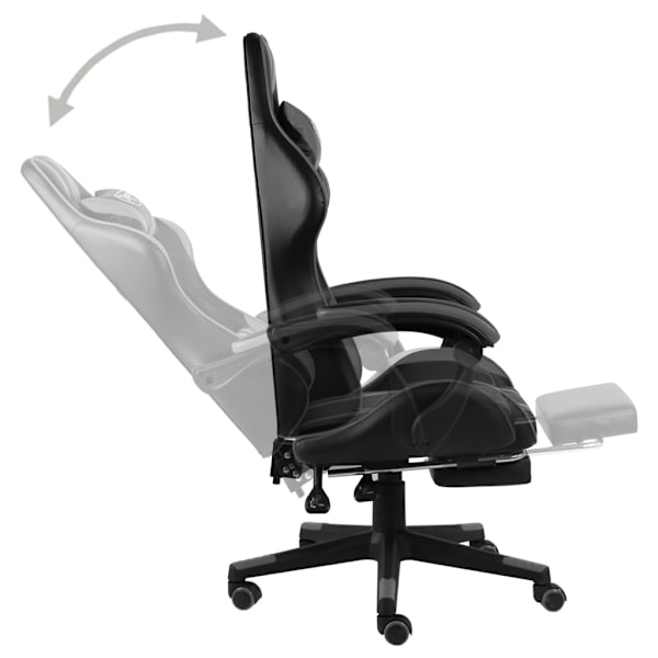 vidaXL Gamingstol med fotstöd svart och grå konstläder grå