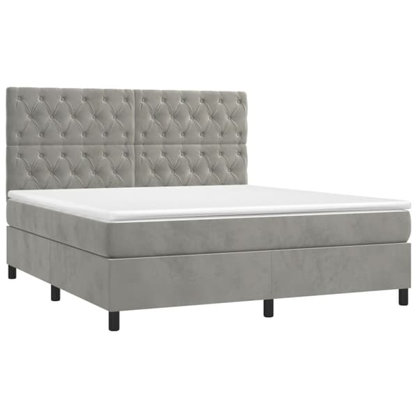 vidaXL Ramsäng med madrass ljusgrå 160x200 cm sammet Grå