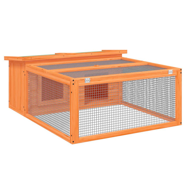 vidaXL Kaninbur brun 117,5x97x47,5 cm massiv furu Brun