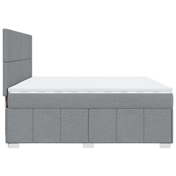 vidaXL Ramsäng med madrass ljusgrå 200x200 cm tyg Grå
