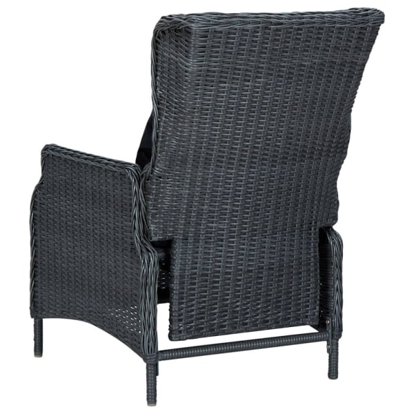 vidaXL Justerbar trädgårdsstol med dynor konstrotting mörkgrå grå
