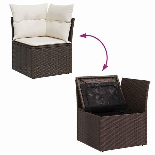 vidaXL Trädgårdsoffset 7 st Brun Poly rattan Brun