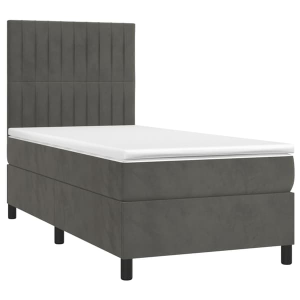 vidaXL Ramsäng med madrass mörkgrå 90x190 cm sammet Grå