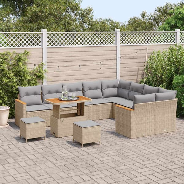 vidaXL Trädgårdsoffset 12 st Beige konstrotting Beige