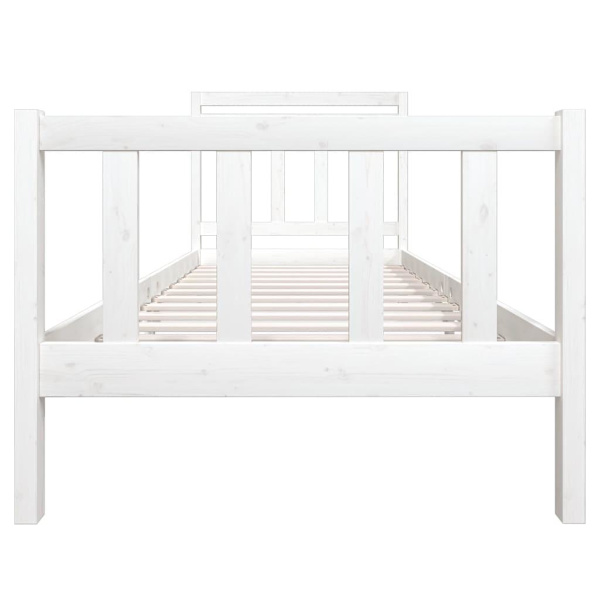 vidaXL Sängram massiv furu 90x190 cm vit